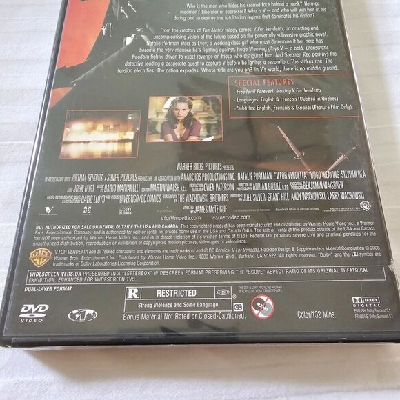 V For Vendetta DVD Widescreen Edition  Natalie Portman & Hugo Weaving, New - Picture 4 of 8